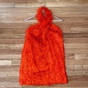 Red fluffy party Zara dress